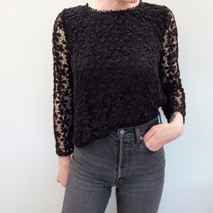 Vintage Lace Blouse with Sheer Arms